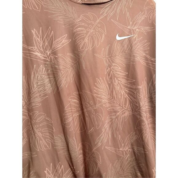 Nike Brown Tan White Pro Cover Up Mesh Sheer Pullover Hoodie Size Medium - Picture 3 of 8